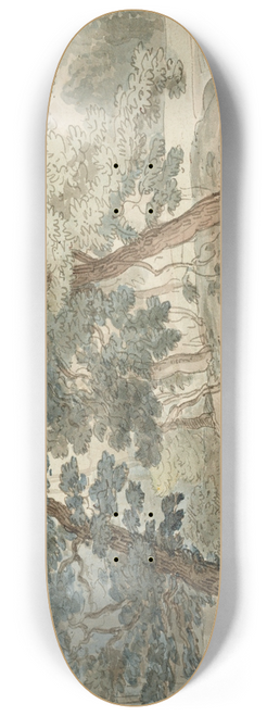 Thomas Rowlandson - Elegant figures with a dog, by a lake 8.25 inch art skate deck