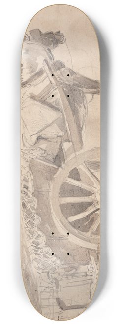 Thomas Sidney Cooper - A Mule or Donkey, Harnessed to a Farm Cart, with Other Sketches at Top, Executed at or Near Canterbury, c. 1835 8.25 inch art skate deck