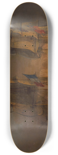 Thomas Whitcombe - Engagement between HMS Amelia and French frigate lArethuse, off the Isles of Loss, 1813 8.25 inch art skate deck