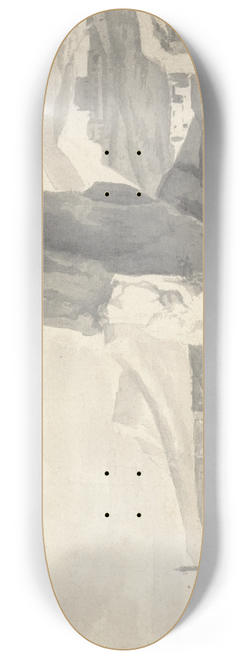 Thomas Wijck - A Coastal Scene (Italian) with Breakwater, High Cliffs and a Fort 8.25 inch art skate deck