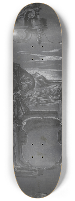 Tobias Stimmer - Design for Glass Painting: Man and Woman in Architectural Setting 8.25 inch art skate deck