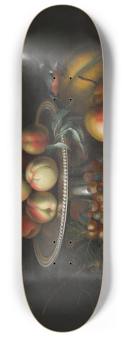 Tobias Stranover - Peaches On A Silver Tazza With Grapes, A Pear, A Melon And A Bird On A Marble Ledge 8.25 inch art skate deck