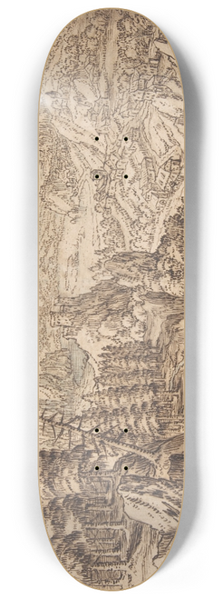 Tobias Verhaecht - Mountainous Landscape with Travelers on a Road 8.25 inch art skate deck