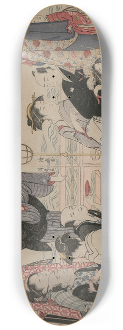 Torii Kiyonaga - Entertainment on a Balcony by the Water at Nakasu, from the series, A Collection of Beautiful Modern Women of the Pleasure Quarters 8.25 inch art skate deck