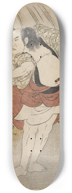 Toyokuni Utagawa - Kataoka Nizaemon VII and Ichikawa Yaozo III in a Confrontation Beside a Waterfall 8.25 inch art skate deck