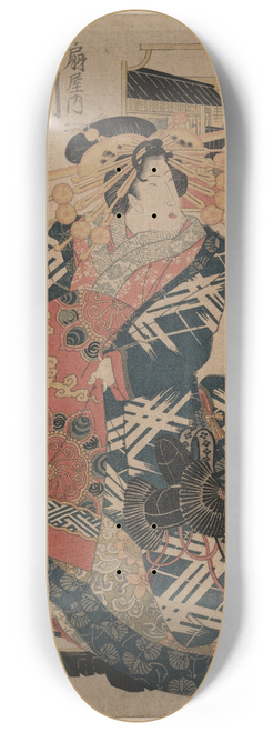 Toyokuni Utagawa - monguchi no rakugan, giya uchi tsukasa 8.25 inch art skate deck