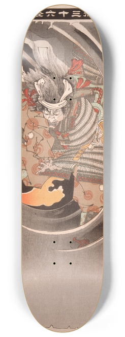 Tsukioka Yoshitoshi - The Ghost of Akugenta Yoshihira Attacking His Executioner Namba Jir at Nunobiki Waterfall 8.25 inch art skate deck