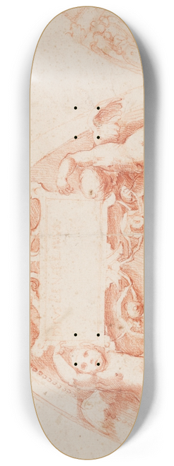 Ventura Salimbeni - Engel, eine Tabula ansata haltend 8.25 inch art skate deck