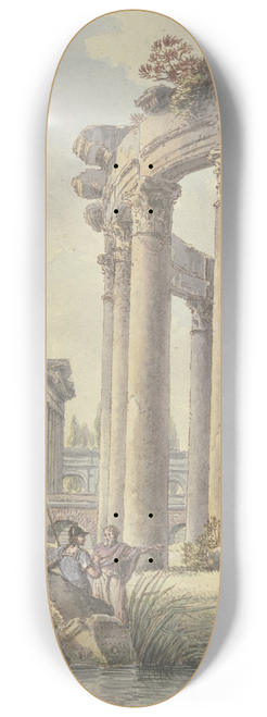 Victor-Jean Nicolle - Architektonisches Capriccio, Ruinen eines Rundtempels, im Hintergrund die Trajansule 8.25 inch art skate deck