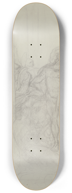 Victor Mller - Ein Krieger in antiker Gewandung hindert eine klagende Frau daran, sich einer an einer Sule hingestreckten Gestalt zu nhern 8.25 inch art skate deck
