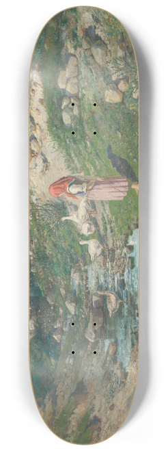 Vojtech Angyal - Landscape with a Shepherdess of Geese 8.25 inch art skate deck