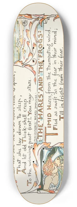 Walter Crane - The Hare and the Tortoise, The Hares and the Frogs 8.25 inch art skate deck