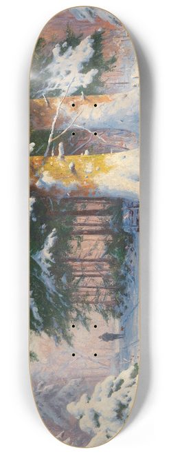 Walter Moras - Hunter Returning Home in a Winter Woodland 8.25 inch art skate deck