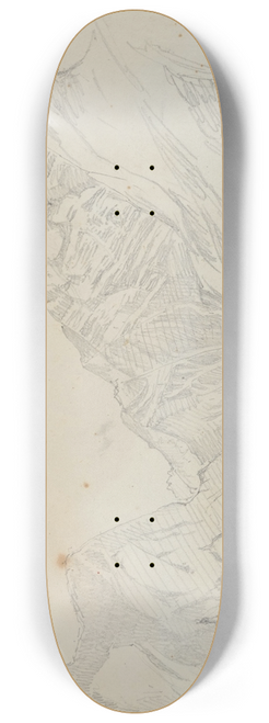 August Heinrich - Sketch of the Church of Sankt Bartholom at the Knigsee at the foot of the Watzmann Seen from the East 8.25 inch art skate deck