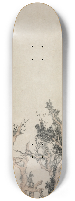 Wen Zhengming - Old Trees by a Wintry Brook 8.25 inch art skate deck