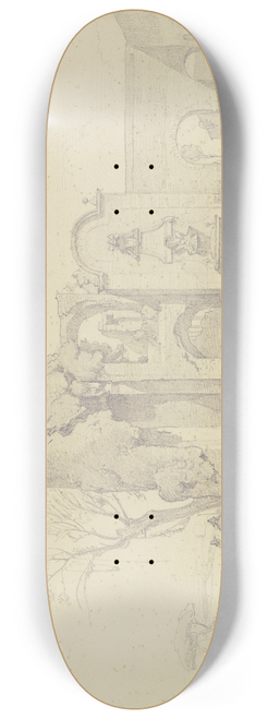 August Lucas - Die Porta Furba und die Acqua Felice mit dem Brunnen Clemens XII. an der Via Tuscolana bei Rom 8.25 inch art skate deck