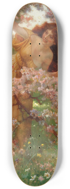 Wilhelm Menzler - The Blossoming Tree in the Garden 8.25 inch art skate deck