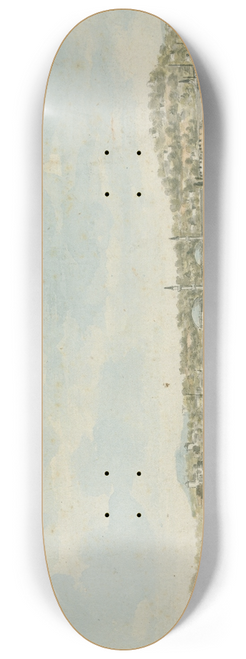 Willey Reveley - View of a Walled Town and Harbour with Towers Seen From the Sea 8.25 inch art skate deck