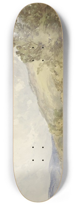 William Callow - Heuvellandschap met een meer en een boot met twee figuren 8.25 inch art skate deck