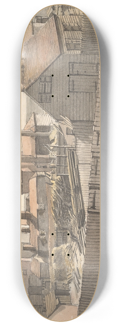 William Henry Hunt - Fishermens Cottages and Other Houses on the Beach at Hastings 8.25 inch art skate deck