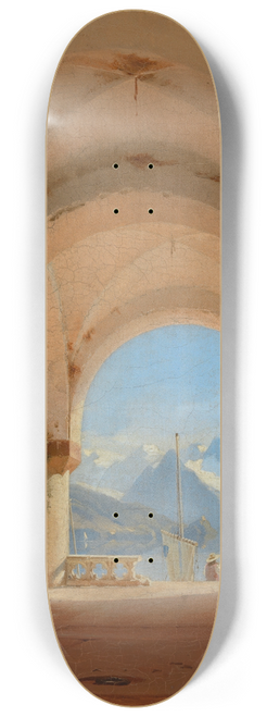 August von Bayer - Ausblick aus einem Kreuzgang 8.25 inch art skate deck