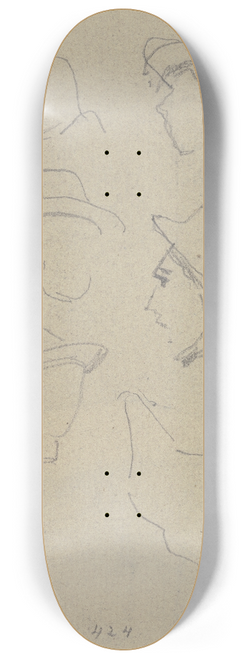 August von Pettenkofen - Study of a head 8.25 inch art skate deck