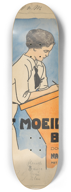 Willy Sluiter - Bandontwerp voor; Nannie van Wehl, Het moeilijke begin, 1915 8.25 inch art skate deck