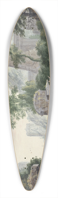 Abraham Rademaker - Ancient Grave Ruins in a River Landscape 39.3 inch art pintail longboard deck