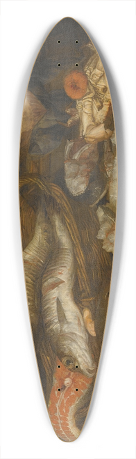 Abraham van Beijeren - A Still Life WithSalmon, Plaice, A Crab And Other Fish Arranged On A Table, AView Of TheSea Beyond 39.3 inch art pintail longboard deck