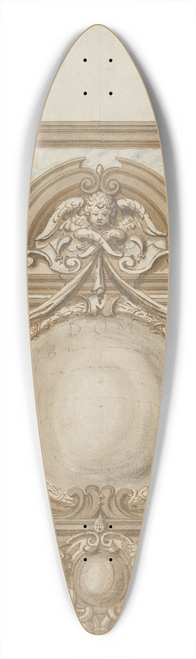 Abraham van Diepenbeeck - Design for an Epitaph with a Variant, flanked by Terms and surmounted by statues of Cherubs 39.3 inch art pintail longboard deck