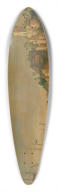 Adam Willaerts - Dutch ships in front of a rocky coast with figures, buildings beyond 39.3 inch art pintail longboard deck
