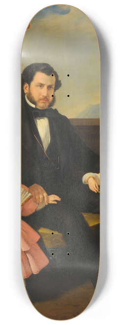 Baldassare Verazzi - Portrait of man and children 8.25 inch art skate deck