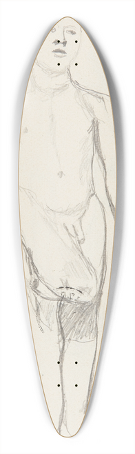 Adolf Sternschuss - akt chopca stojcego na jednej nodze 39.3 inch art pintail longboard deck