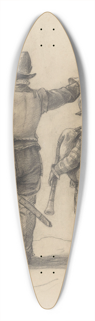 Adolph Tidemand - Scottish Warrior and Bagpiper 39.3 inch art pintail longboard deck