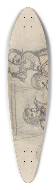 Adolph Tidemand - Tre barn rundt gryte 39.3 inch art pintail longboard deck