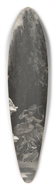Adolph von Menzel - Essay on Stone with Brush and Scraper; Playing at Hoops on the Castle Terrace 39.3 inch art pintail longboard deck