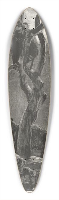 Adolph von Menzel - Essay on Stone with Brush and Scraper; The Bear Pit 39.3 inch art pintail longboard deck