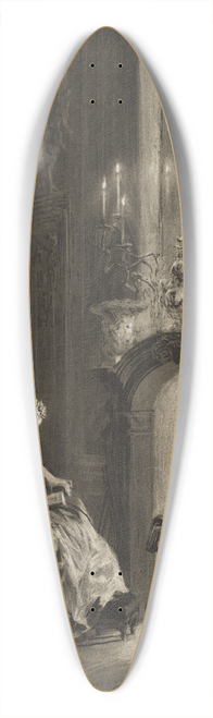 Adolph von Menzel - Essay on Stone with Brush and Scraper; Woman Reading at the Fireside 39.3 inch art pintail longboard deck