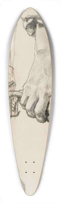 Adolph von Menzel - Two Studies of a Right Hand 39.3 inch art pintail longboard deck