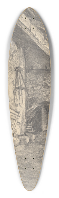 Adolph von Menzel - View into a Courtyard 39.3 inch art pintail longboard deck