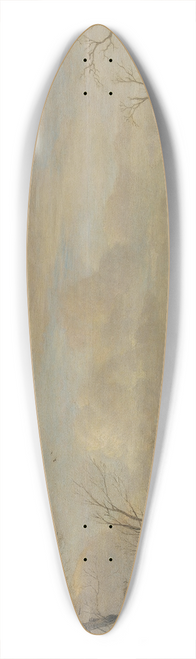 Aert van der Neer - Frozen River with a Footbridge 39.3 inch art pintail longboard deck