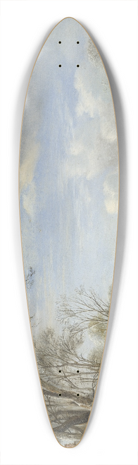 Aert van der Neer - Winter in Holland  Skating Scene 39.3 inch art pintail longboard deck