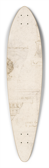 After Michelangelo Buonarroti - Sketches of a Funeral Monument, a Niche with Statues, a Helmet in the Shape of a Human Head, an Entablature and a Female Statue 39.3 inch art pintail longboard deck