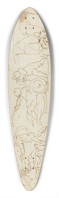 Agostino Carracci - Frieze of Putti, Sketch of Lot and His Daughters, Sketch of Buildings 39.3 inch art pintail longboard deck