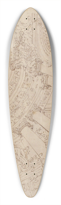Agostino Mitelli - Foreshortened View of a Ceiling Corner Decorated with Columns, Urns and Putti Handing Garlands 39.3 inch art pintail longboard deck