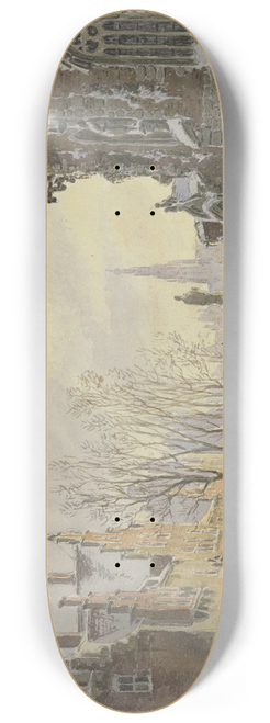Bartholomeus Johannes van Hove - Schlittschuhlufer auf einer Gracht in Amsterdam 8.25 inch art skate deck
