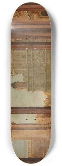 Bartholomeus van Bassen - An architectural capriccio with elegant figures and a church beyond 8.25 inch art skate deck