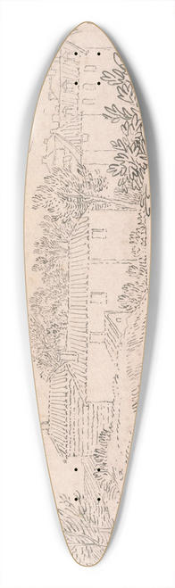 Alexander Cozens - Houses by an Italian Lake 39.3 inch art pintail longboard deck