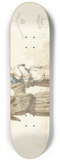 Bartolomeo Pinelli - Jonge vrouw met kind staande voor een monnik 8.25 inch art skate deck