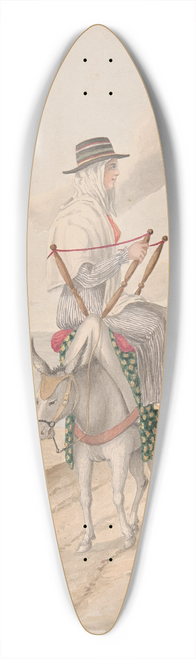 Alfred Diston - Barandilles, a woman on a donkey 39.3 inch art pintail longboard deck